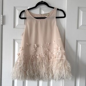 MOULINETTE SOEURS Top with Floral and Feather Details - NWOT